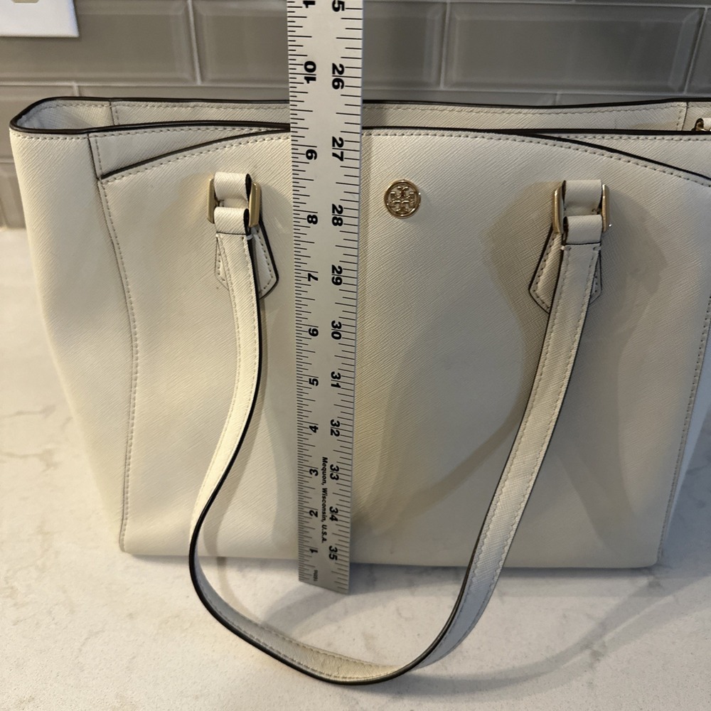 Tory Burch Tote Bag Shoulder Bag Robinson Medium Leather Ivory, Protective Bag. - Picture 12 of 16